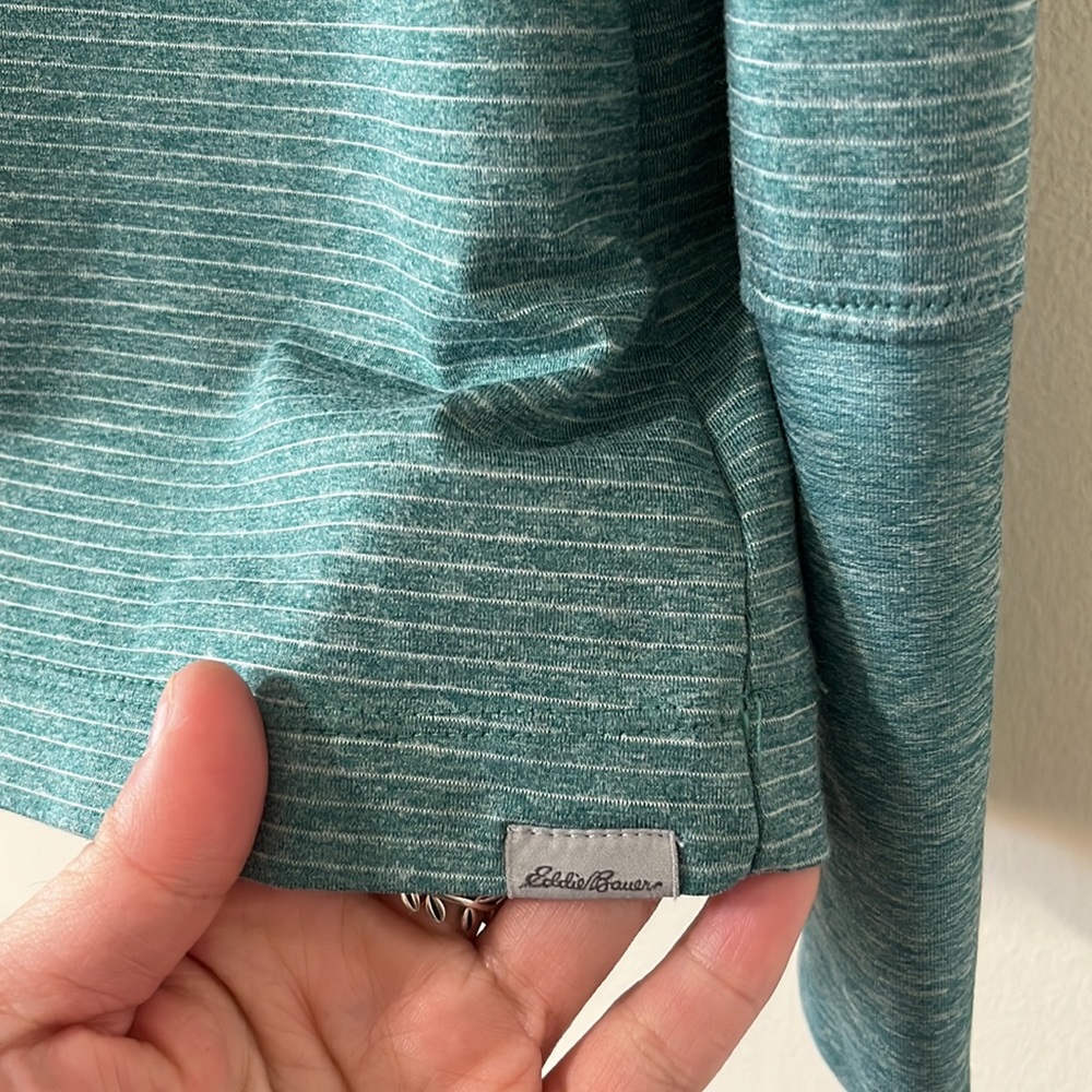 Eddie Bauer Green Striped Long Sleeve Lightweight Pullover Hoodie Size L - Picture 4 of 11